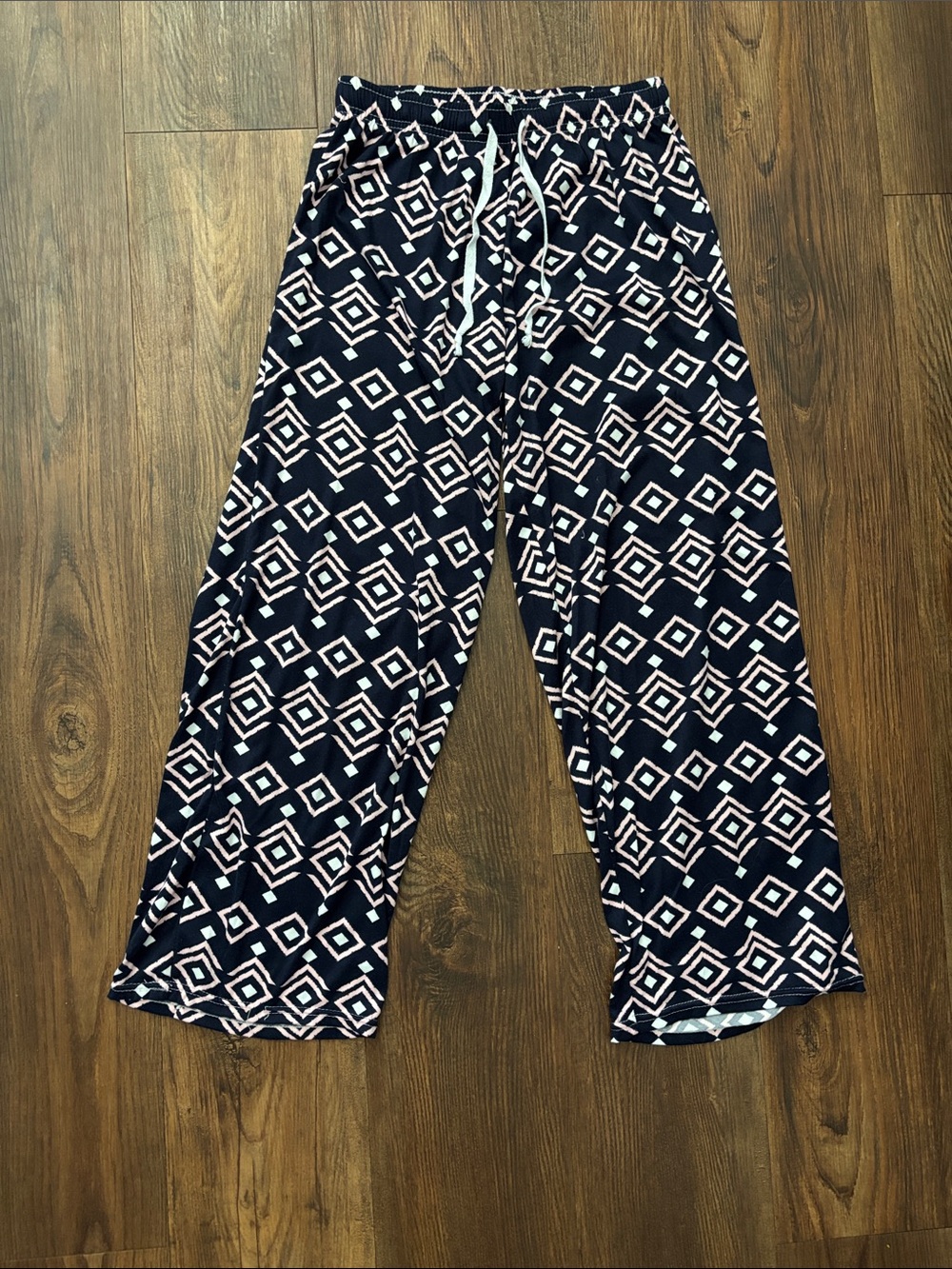 Women’s Navy Geometric Print Lounge Pajama Pants with Drawstring